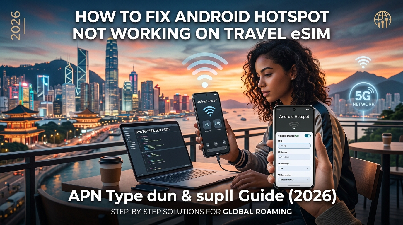 How to Fix Android Hotspot Not Working on Travel eSIM: APN Type dun & supl Guide (2026)