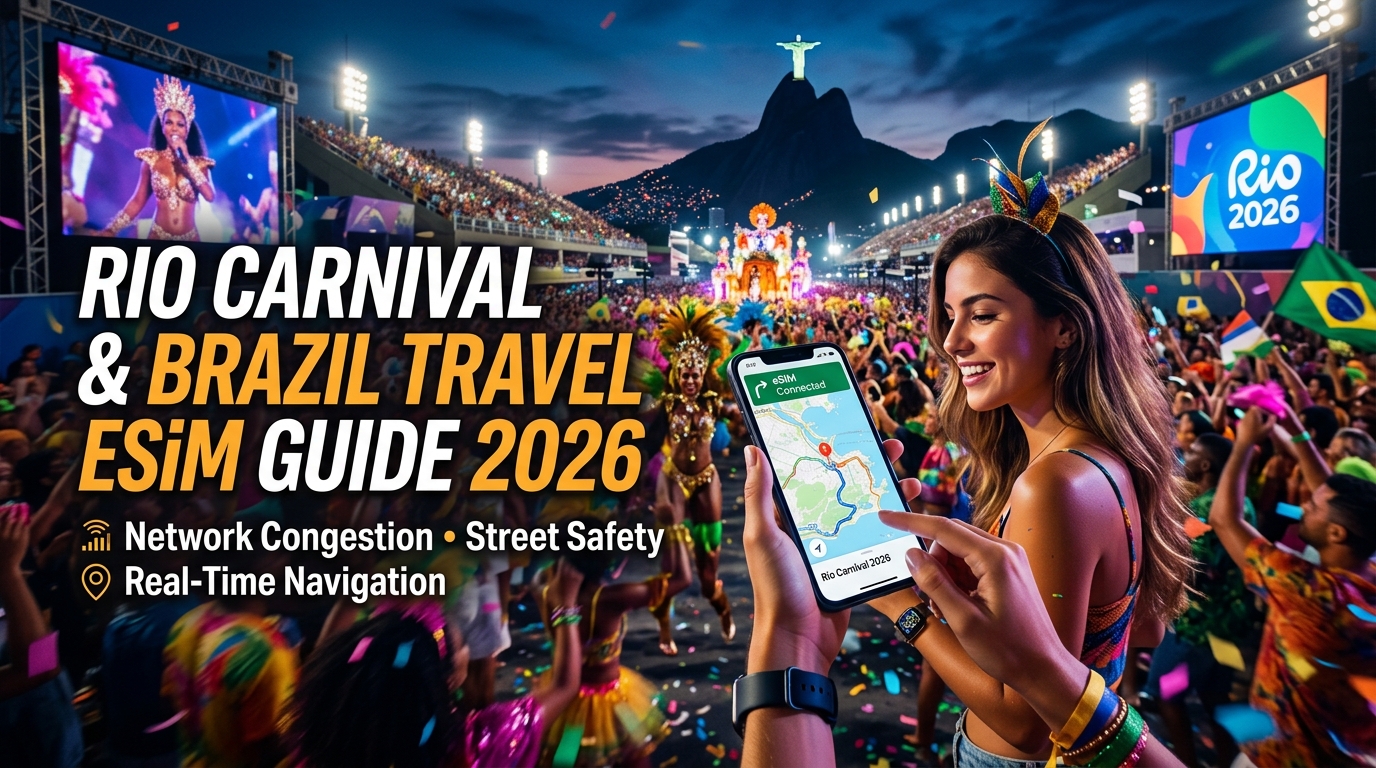 Rio Carnival & Brazil Travel eSIM Guide 2026: Network Congestion, Street Safety & Real-Time Navigation