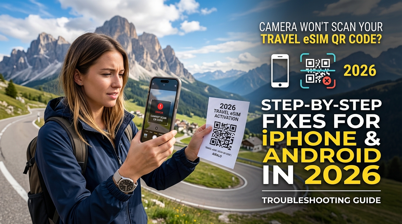 Camera Won't Scan Your Travel eSIM QR Code? Step-by-Step Fixes for iPhone & Android in 2026