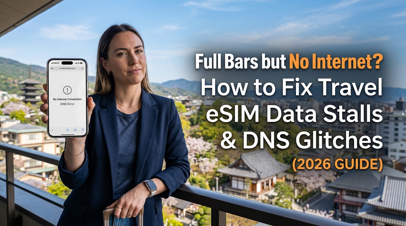 Full Bars but No Internet? How to Fix Travel eSIM Data Stalls & DNS Glitches (2026 Guide)