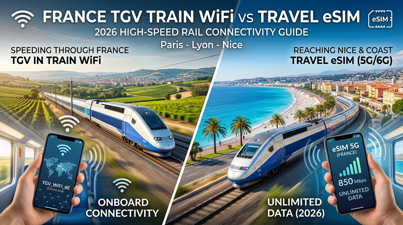 France TGV Train WiFi vs Travel eSIM: 2026 High-Speed Rail Connectivity Guide (Paris-Lyon-Nice)