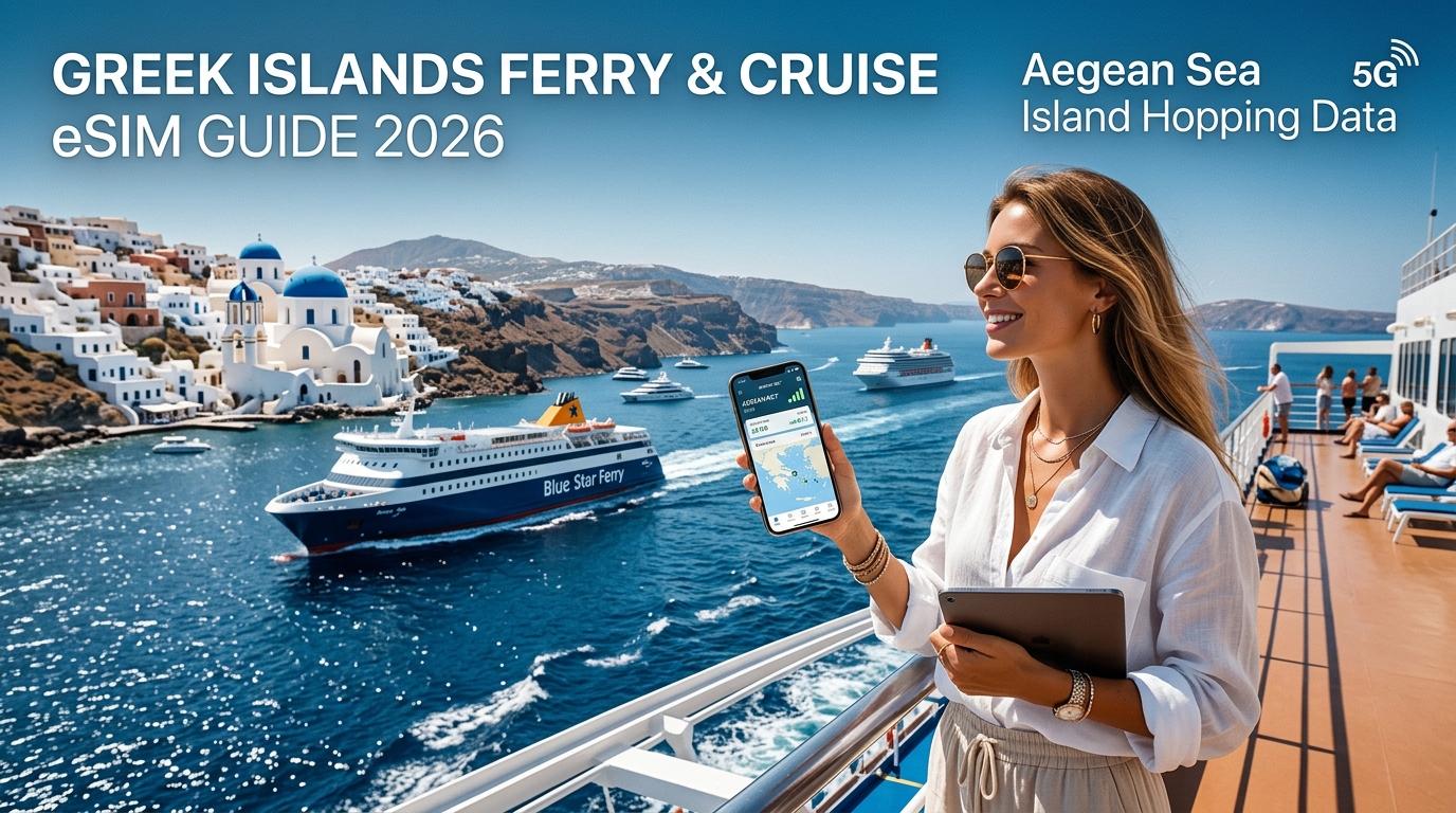 Greek Islands Ferry & Cruise eSIM Guide 2026: Aegean Sea Island Hopping Data