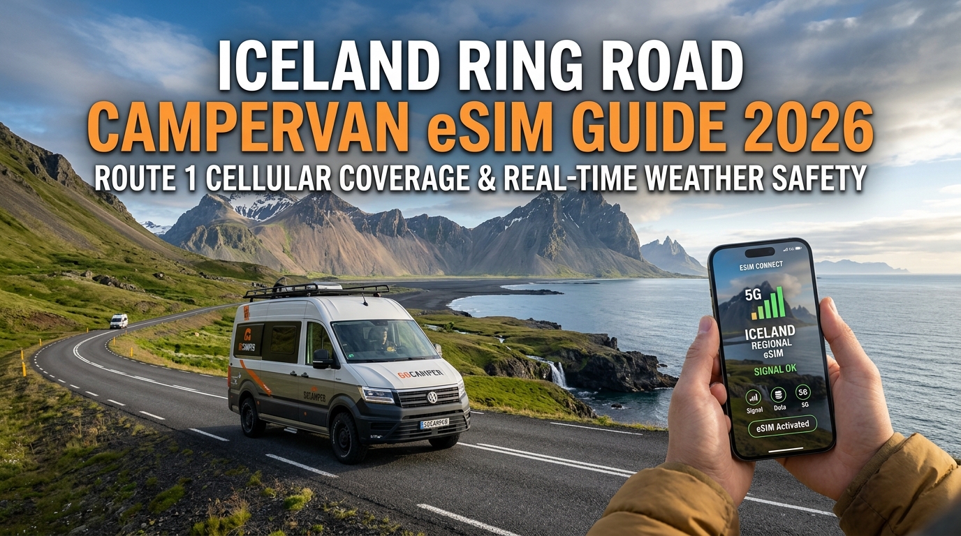 Iceland Ring Road Campervan eSIM Guide 2026: Route 1 Cellular Coverage & Real-Time Weather Safety