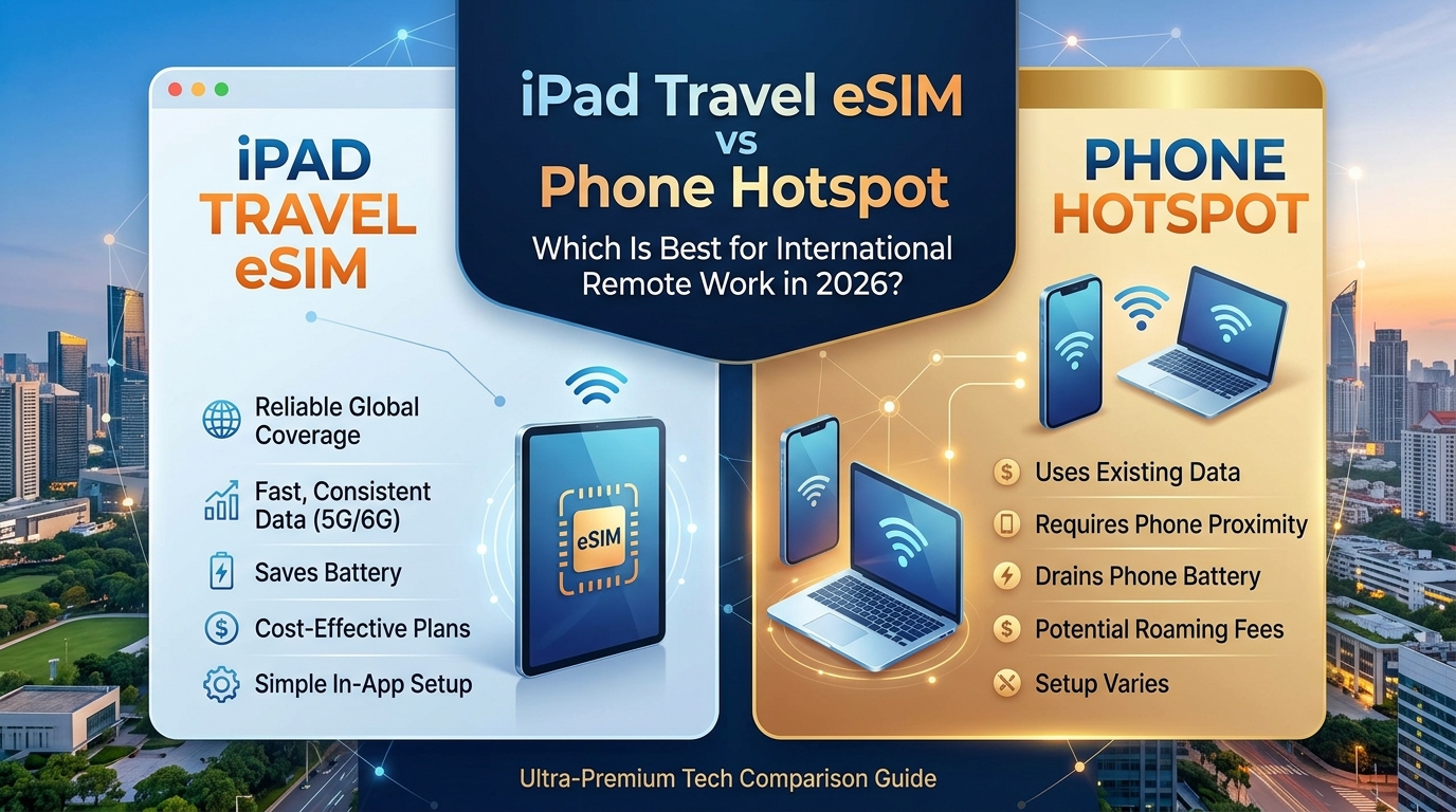 iPad Travel eSIM vs Phone Hotspot: Which Is Best for International Remote Work in 2026?