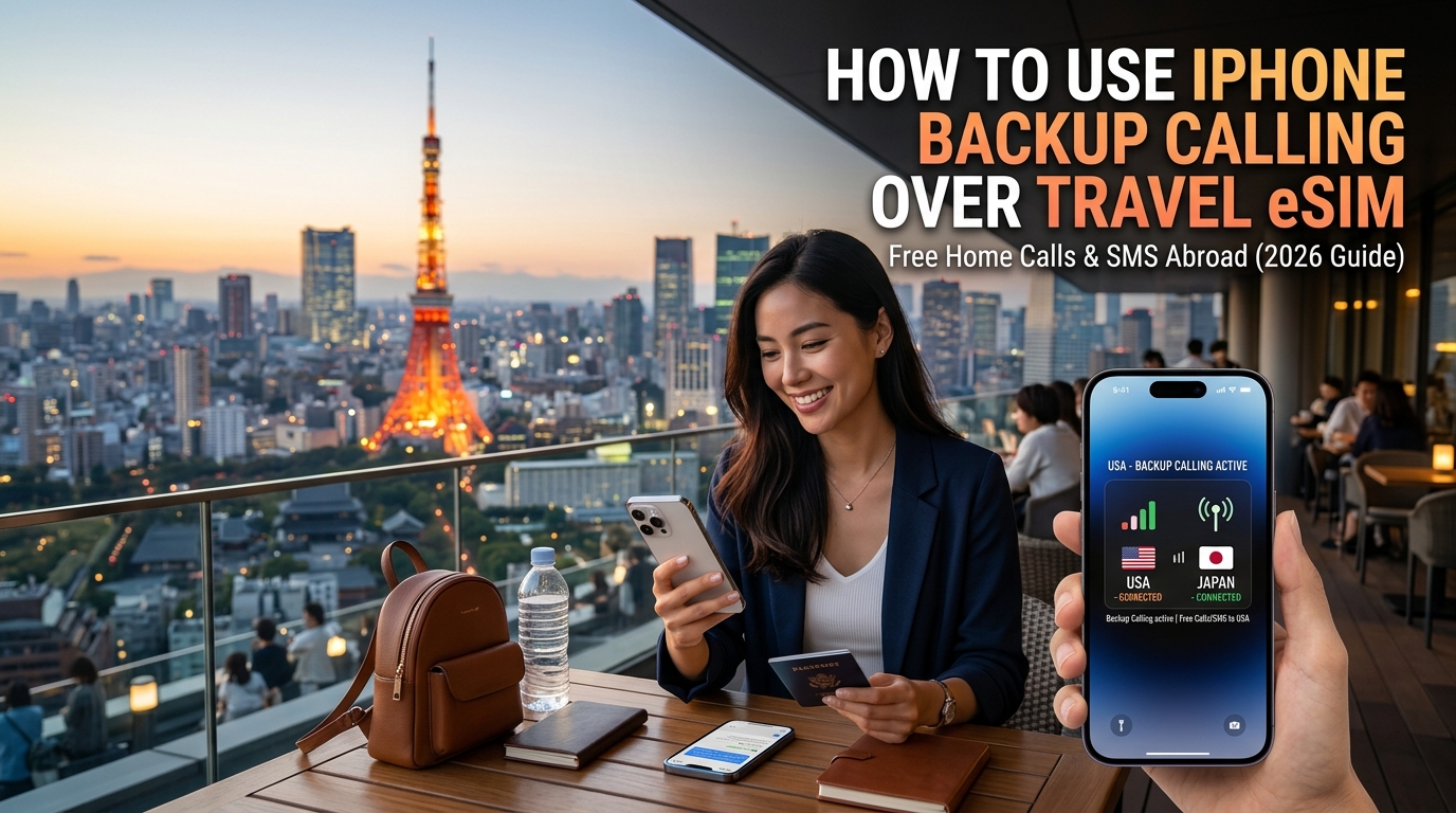 How to Use iPhone Backup Calling Over Travel eSIM: Free Home Calls & SMS Abroad (2026 Guide)