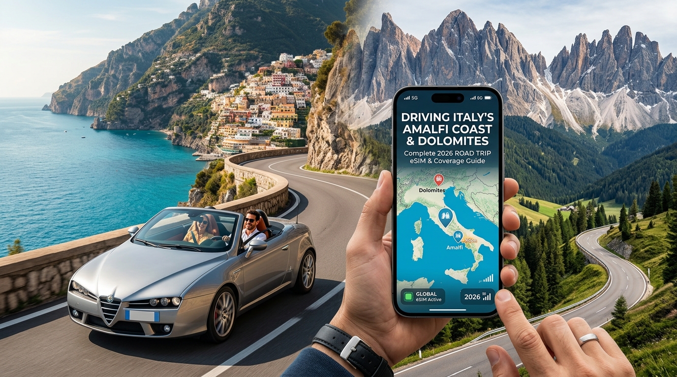 Driving Italy's Amalfi Coast & Dolomites: Complete 2026 Road Trip eSIM & Coverage Guide