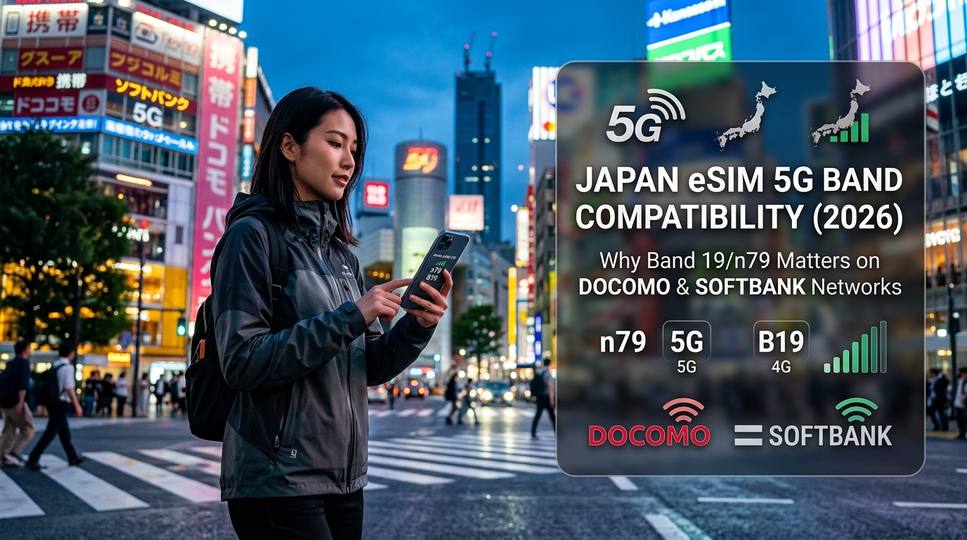 Japan eSIM 5G Band Compatibility (2026): Why Band 19/n79 Matters on Docomo & SoftBank Networks