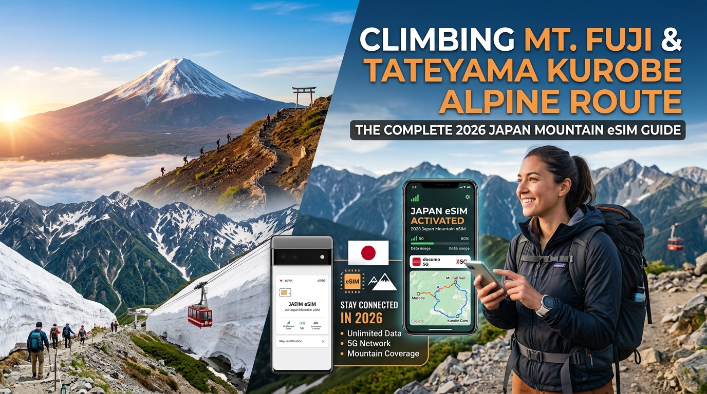 Climbing Mt. Fuji & Tateyama Kurobe Alpine Route: The Complete 2026 Japan Mountain eSIM Guide