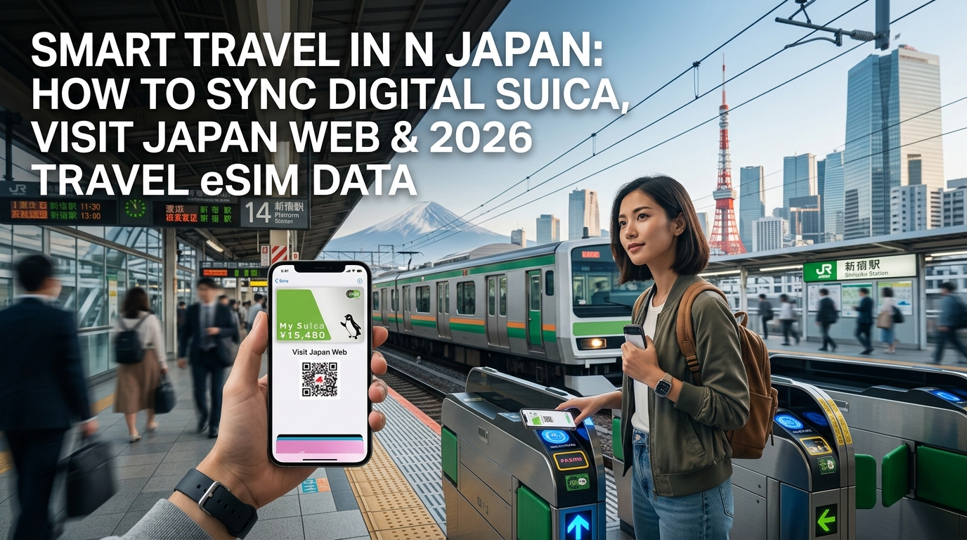 Smart Travel in Japan: How to Sync Digital Suica, Visit Japan Web & 2026 Travel eSIM Data