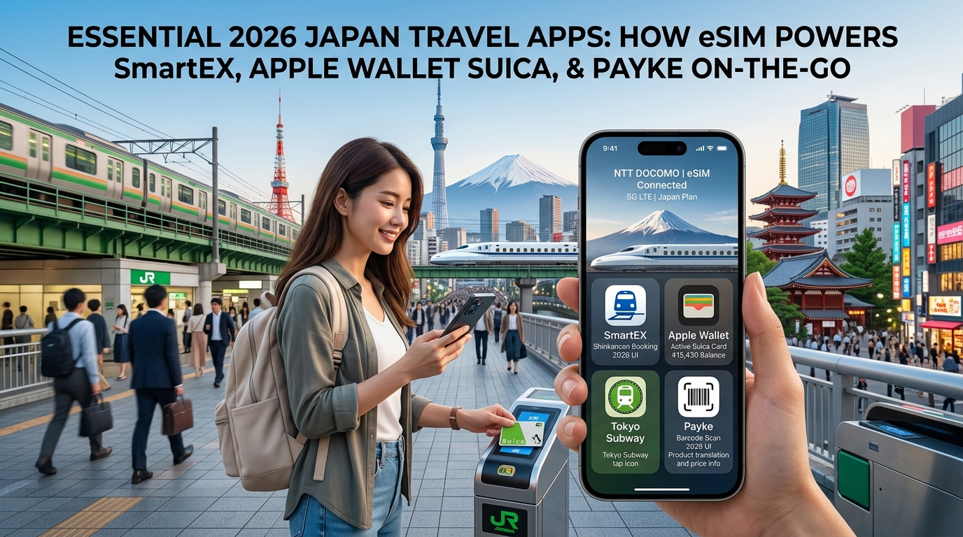Essential 2026 Japan Travel Apps: How eSIM Powers SmartEX, Apple Wallet Suica, and Payke On-the-Go