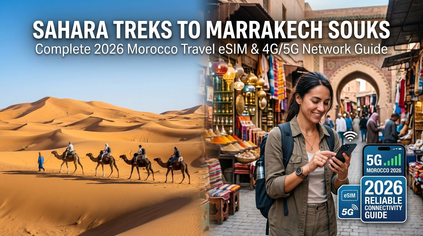 Sahara Treks to Marrakech Souks: Complete 2026 Morocco Travel eSIM & 4G/5G Network Guide