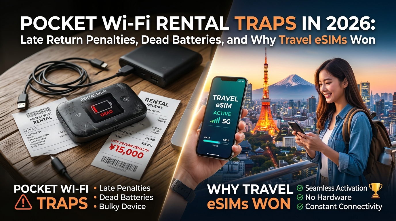Pocket Wi-Fi Rental Traps in 2026: Late Return Penalties, Dead Batteries, and Why Travel eSIMs Won