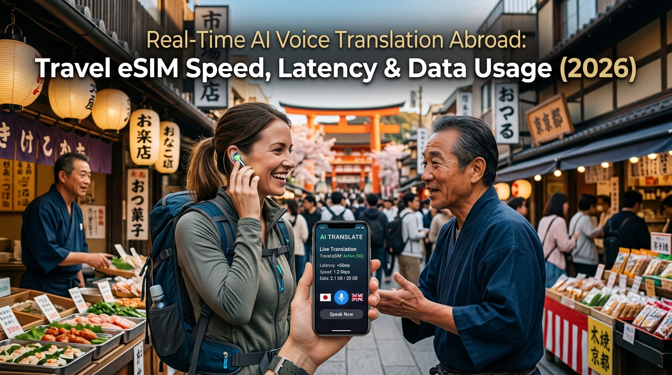 Real-Time AI Voice Translation Abroad: Travel eSIM Speed, Latency & Data Usage (2026)