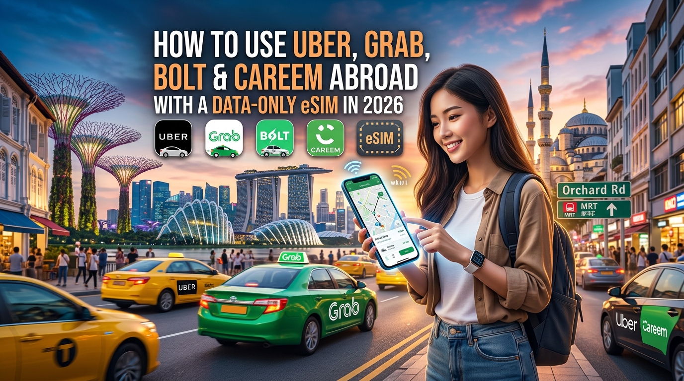 How to Use Uber, Grab, Bolt & Careem Abroad with a Data-Only eSIM in 2026