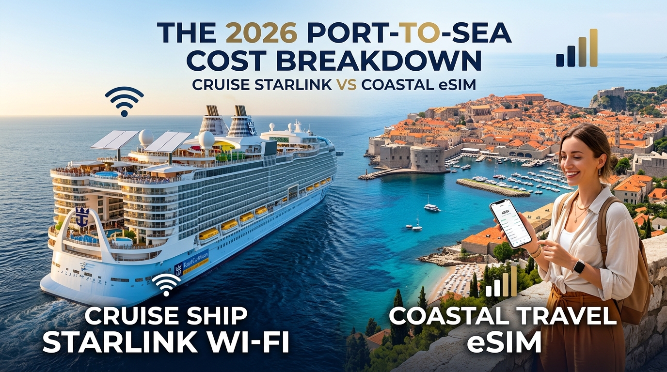 Cruise Ship Starlink Wi-Fi vs Coastal Travel eSIM: The 2026 Port-to-Sea Cost Breakdown