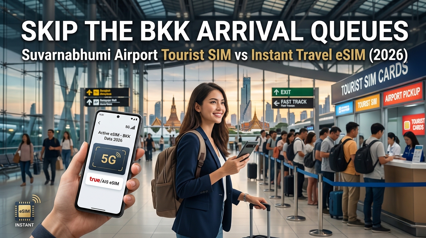 Skip the BKK Arrival Queues: Suvarnabhumi Airport Tourist SIM vs Instant Travel eSIM (2026)