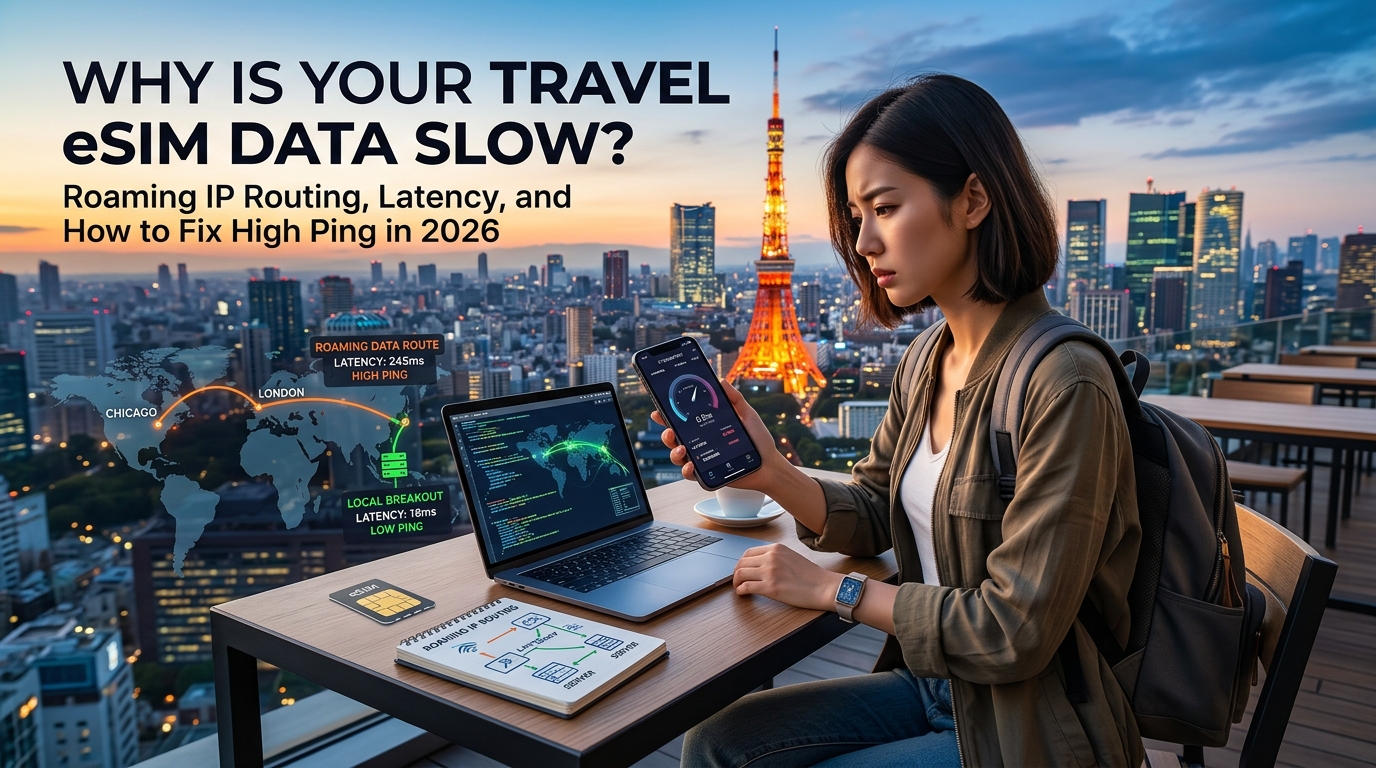 Why Is Your Travel eSIM Data Slow? Roaming IP Routing, Latency, and How to Fix High Ping in 2026
