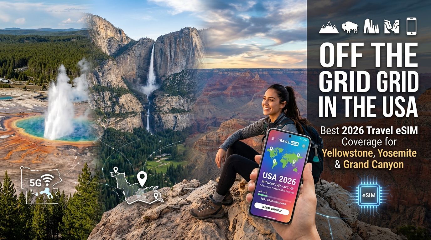 Off the Grid in the USA: Best 2026 Travel eSIM Coverage for Yellowstone, Yosemite & Grand Canyon